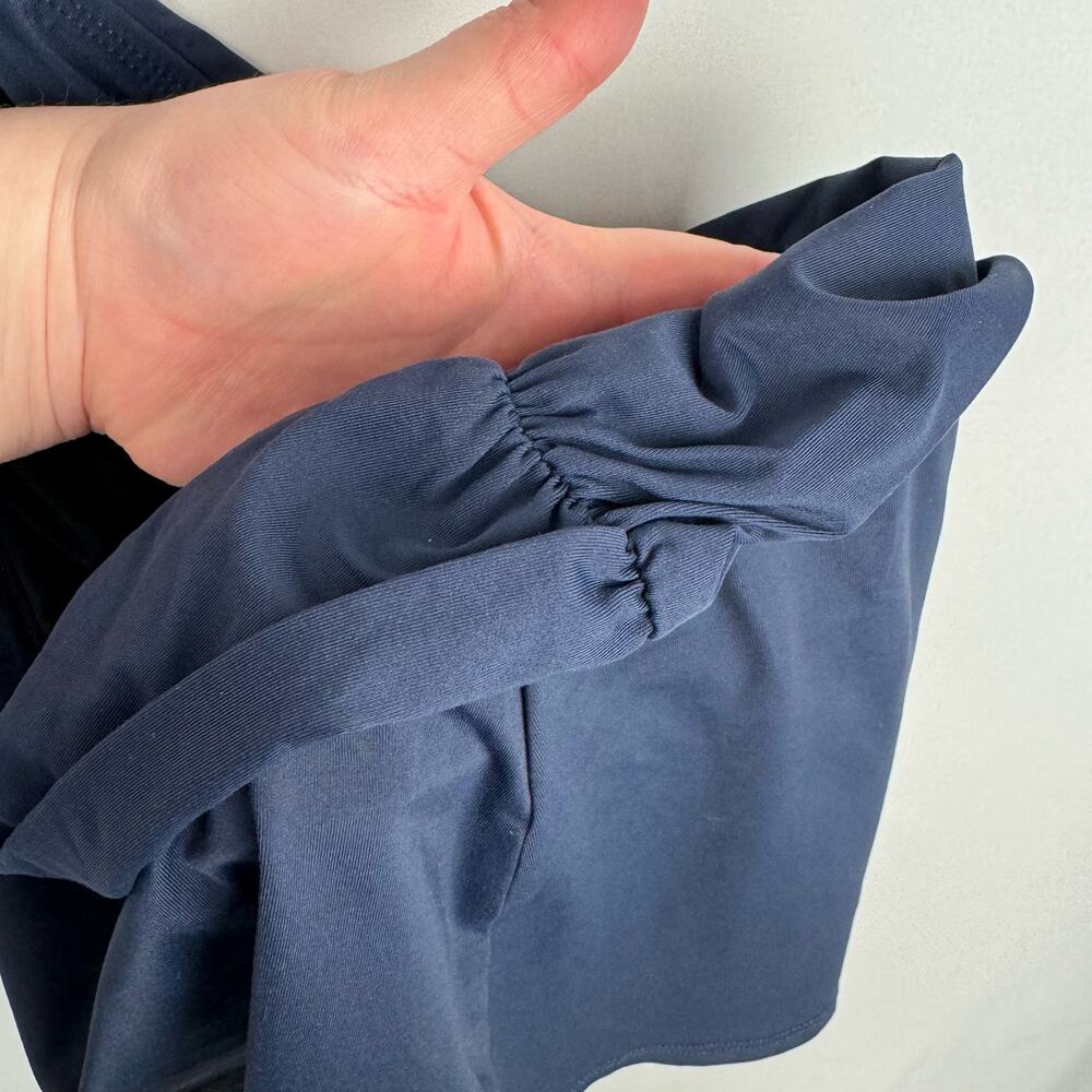 Lauren Ralph Lauren Navy Blue Stretch Shirred Waist Skirt Bikini Bottom Sz 12 - Picture 3 of 10